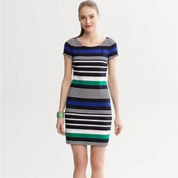 Banana Republic Womens Striped Dress Size 2P - Picture 1 of 8